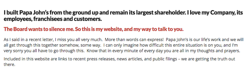 Illustration for article titled Papa John Has Created A Blog To Rally His Fans, Of Which There Are Many
